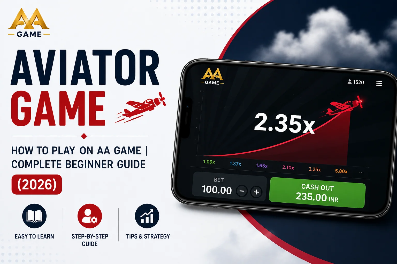 Aviator game guide showing how to play on AA Game with a smartphone interface and beginner tips